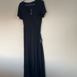 Lulus Heart of Marigold Black Wrap Maxi Dress size M